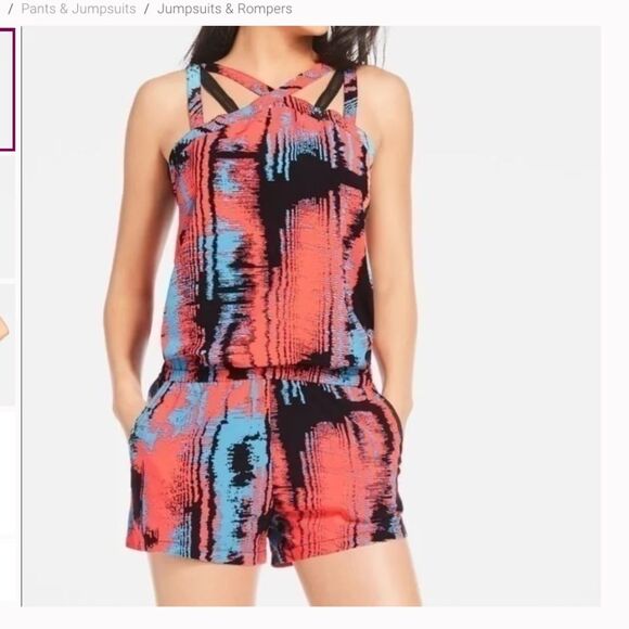Fabletics Liza Romper heat wave multicolor lightweight straps P2P 20“ Silk Touch - Picture 2 of 6